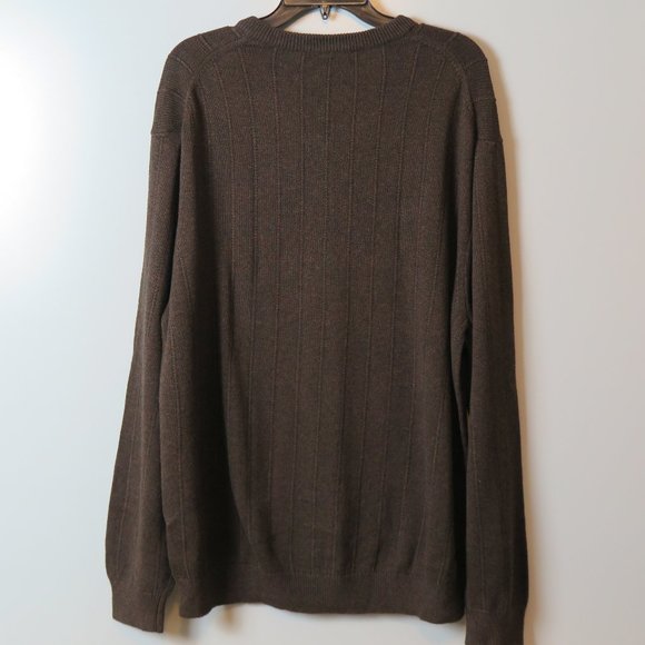 NWT Roundtree & Yorke Brown Washable Wool Cotton Blend V-Neck Sweater Size XL - Picture 8 of 8
